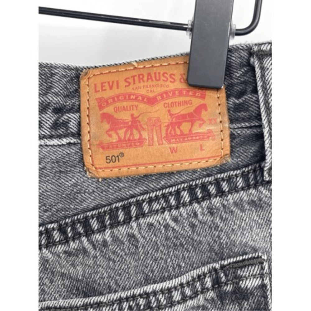 Levi's 501 Denim Shorts Cutoff Women Size 28 Black Jean - Picture 6 of 12